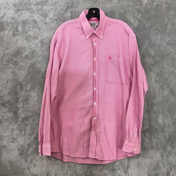 Cinch Logo Rodeo Western Cowboy Shirt  Men’s L Pink Button Down Long Sleeve - Picture 1 of 11